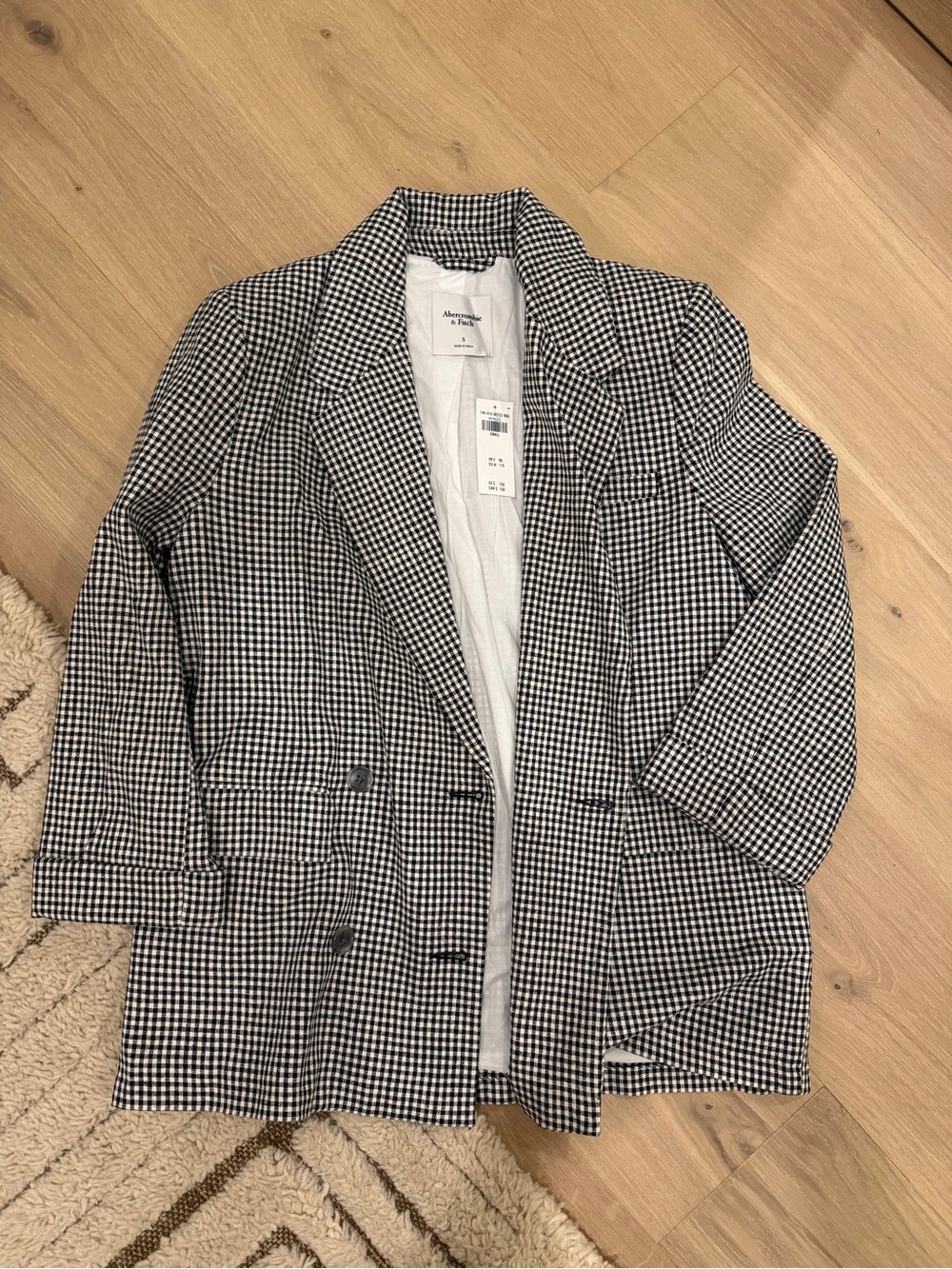 Abercrombie & Fitch Black and White Checked Blazer Jacket